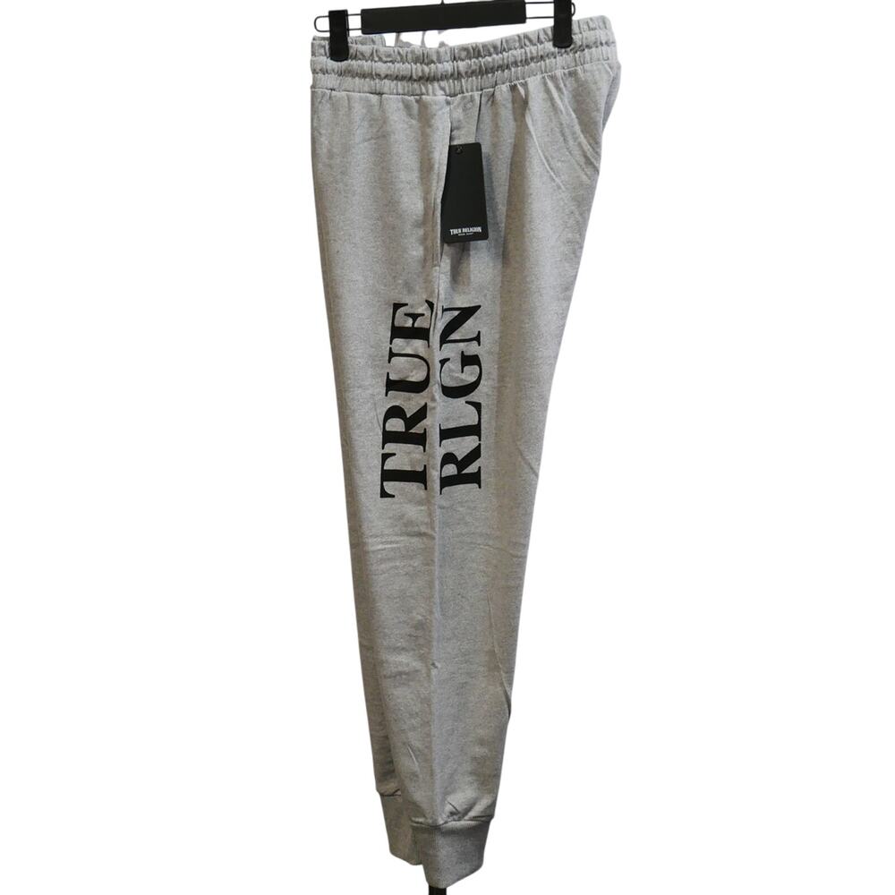 New Mens True Religion Logo Joggers Sweatpants Loungewear Grey XL MSRP $109